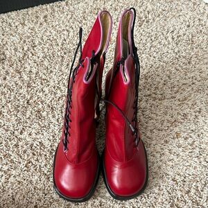 John Fluevog red boot heels size 10